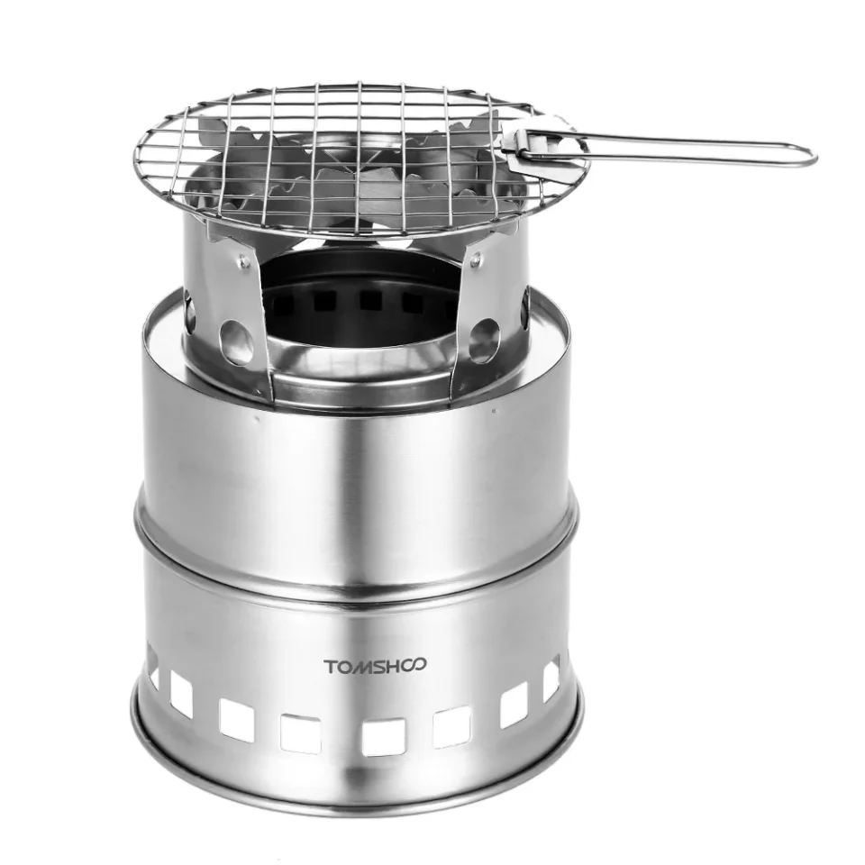 Space-Saving OWSOO Portable Folding Windproof Wood Burning Compact Stainless Steel Outdoor Camping Hiking Backpacking Picnic BBQ